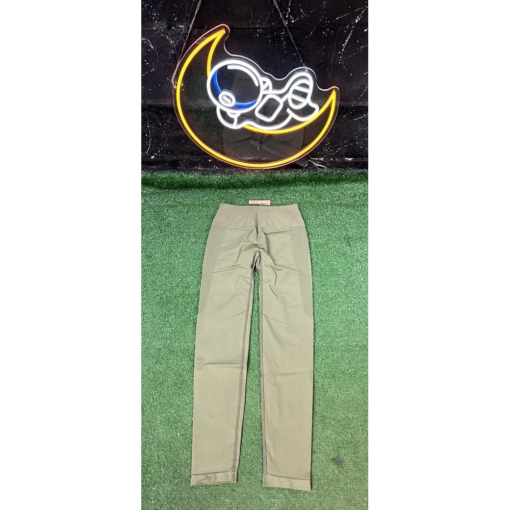 Rawgear Women's Seamless High Waisted Green Yoga Leggings Pants Size S Logo less